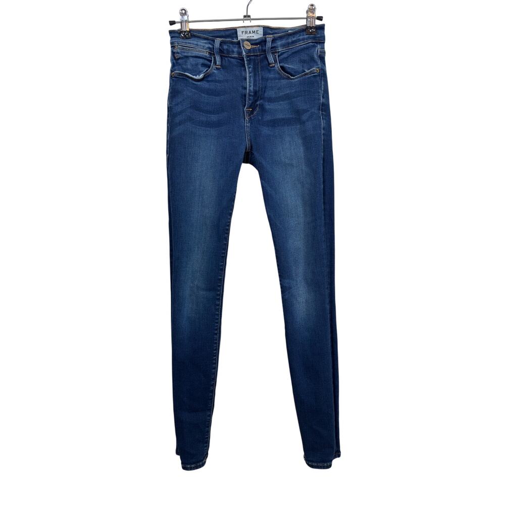 FRAME Le High Skinny Jeans Womens 25 Blue High Rise Faded Wash Stretch